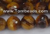 CTE1830 15.5 inches 12mm faceted round yellow tiger eye beads