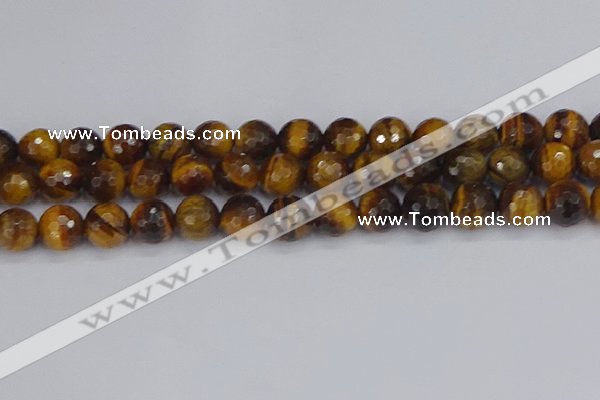 CTE1830 15.5 inches 12mm faceted round yellow tiger eye beads