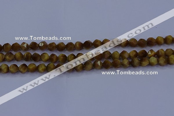 CTE1901 15.5 inches 6mm faceted nuggets golden tiger eye beads