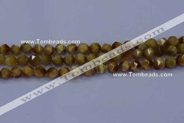 CTE1902 15.5 inches 8mm faceted nuggets golden tiger eye beads