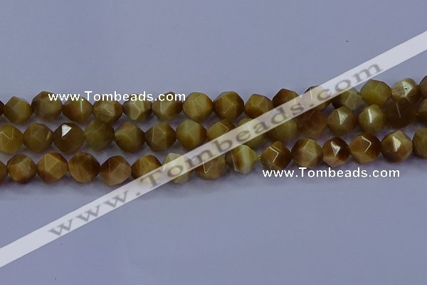 CTE1904 15.5 inches 12mm faceted nuggets golden tiger eye beads