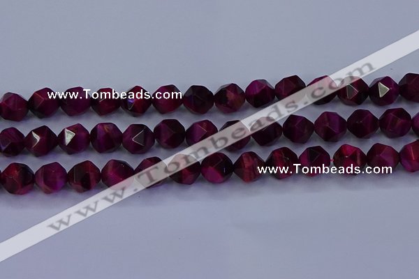 CTE1908 15.5 inches 10mm faceted nuggets red tiger eye beads