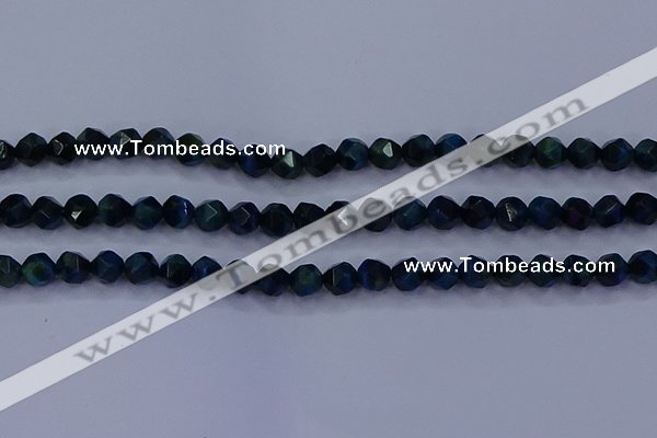 CTE1911 15.5 inches 6mm faceted nuggets blue tiger eye beads