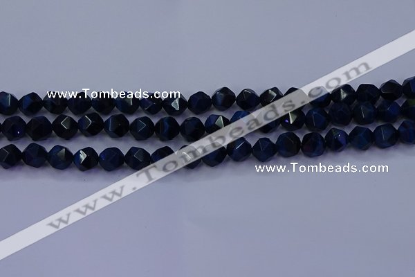 CTE1912 15.5 inches 8mm faceted nuggets blue tiger eye beads