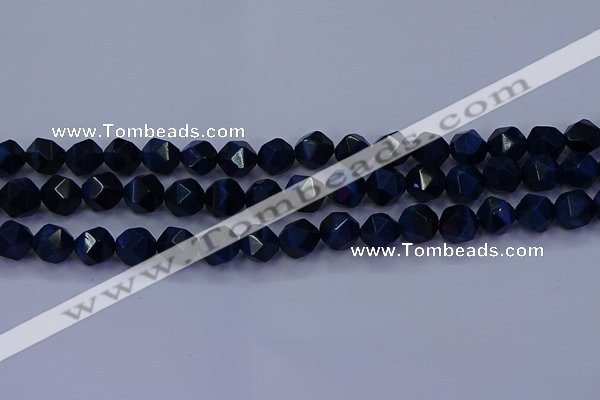 CTE1913 15.5 inches 10mm faceted nuggets blue tiger eye beads