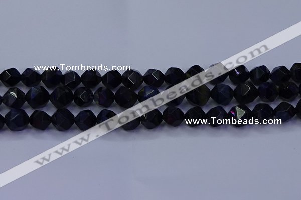 CTE1918 15.5 inches 10mm faceted nuggets blue tiger eye beads