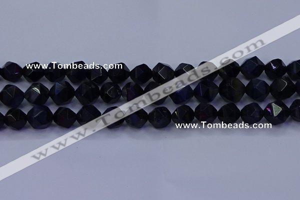 CTE1919 15.5 inches 12mm faceted nuggets blue tiger eye beads