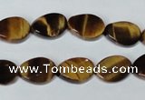 CTE192 15.5 inches 10*14mm twisted oval yellow tiger eye gemstone beads