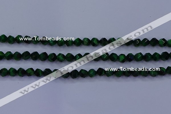 CTE1921 15.5 inches 6mm faceted nuggets green tiger eye beads