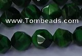 CTE1923 15.5 inches 10mm faceted nuggets green tiger eye beads