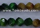 CTE1928 15.5 inches 10mm faceted nuggets colorful tiger eye beads