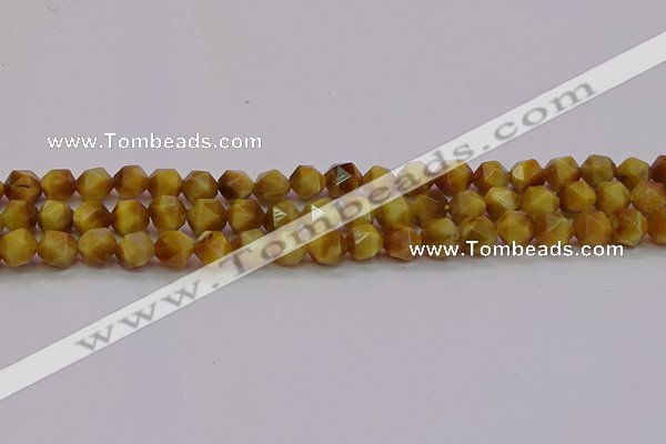 CTE1933 15.5 inches 10mm faceted nuggets golden tiger eye beads