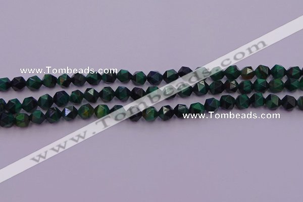 CTE1946 15.5 inches 6mm faceted nuggets green tiger eye beads