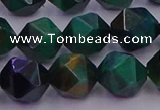 CTE1949 15.5 inches 12mm faceted nuggets green tiger eye beads