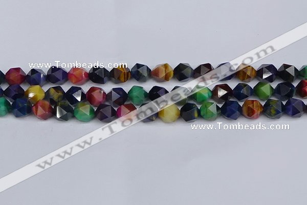 CTE1970 15.5 inches 8mm faceted nuggets mixed tiger eye beads