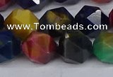 CTE1972 15.5 inches 12mm faceted nuggets mixed tiger eye beads