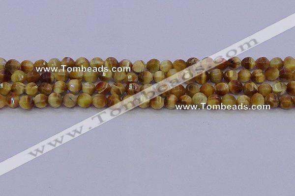 CTE1996 15.5 inches 6mm faceted round golden tiger eye beads
