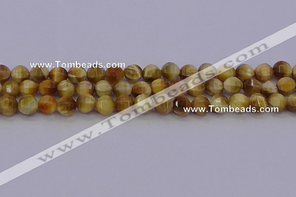 CTE1997 15.5 inches 8mm faceted round golden tiger eye beads