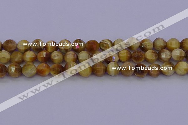 CTE1998 15.5 inches 10mm faceted round golden tiger eye beads