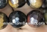 CTE2004 15.5 inches 12mm faceted round AB-color mixed tiger eye beads