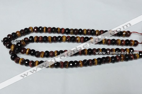 CTE202 15.5 inches 7*10mm faceted rondelle red & yellow tiger eye beads