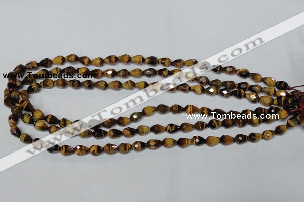 CTE203 15.5 inches 6*8mm faceted teardrop yellow tiger eye beads