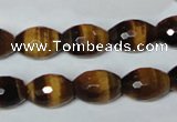 CTE208 15.5 inches 10*14mm faceted rice yellow tiger eye beads