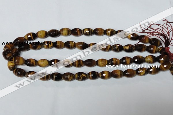 CTE208 15.5 inches 10*14mm faceted rice yellow tiger eye beads