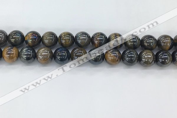 CTE2089 15.5 inches 14mm round AB-color blue & yellow tiger eye beads