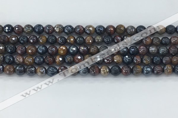 CTE2093 15.5 inches 6mm faceted round AB-color mixed tiger eye beads