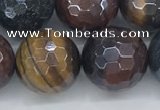 CTE2098 15.5 inches 16mm faceted round AB-color mixed tiger eye beads