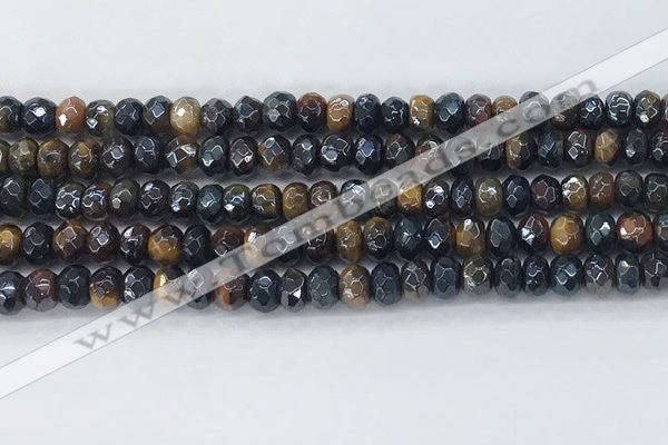 CTE2101 15.5 inches 4*6mm faceted rondelle AB-color mixed tiger eye beads