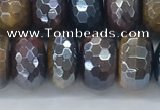 CTE2104 7*12mm faceted rondelle AB-color mixed tiger eye beads