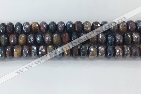 CTE2104 7*12mm faceted rondelle AB-color mixed tiger eye beads