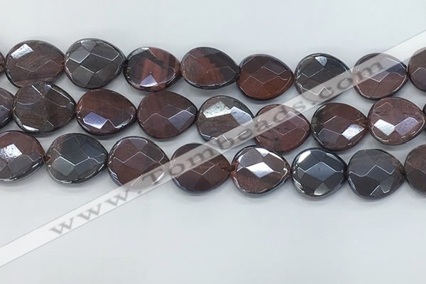 CTE2116 17*20mm faceted flat teardrop AB-color red tiger eye beads