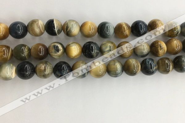 CTE2123 15.5 inches 12mm round golden & blue tiger eye beads