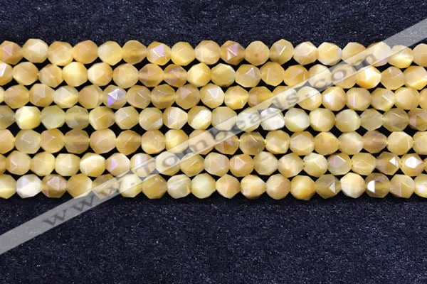 CTE2135 15.5 inches 6mm faceted nuggets golden tiger eye beads