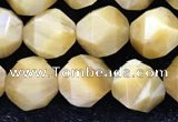 CTE2137 15.5 inches 10mm faceted nuggets golden tiger eye beads