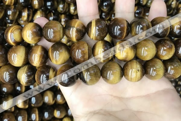 CTE2163 15.5 inches 16mm round yellow tiger eye gemstone beads