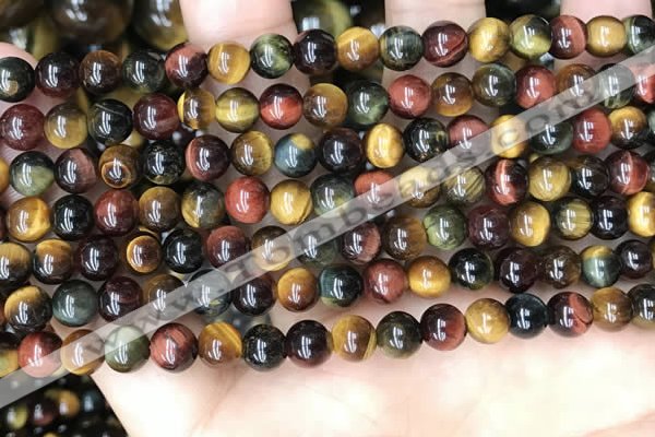 CTE2201 15.5 inches 6mm round mixed tiger eye gemstone beads