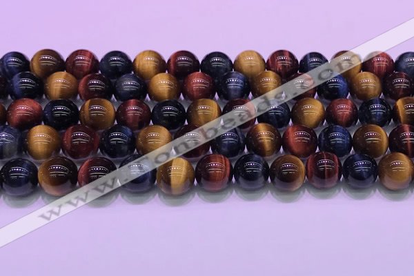 CTE2221 15.5 inches 10mm round colorful tiger eye gemstone beads