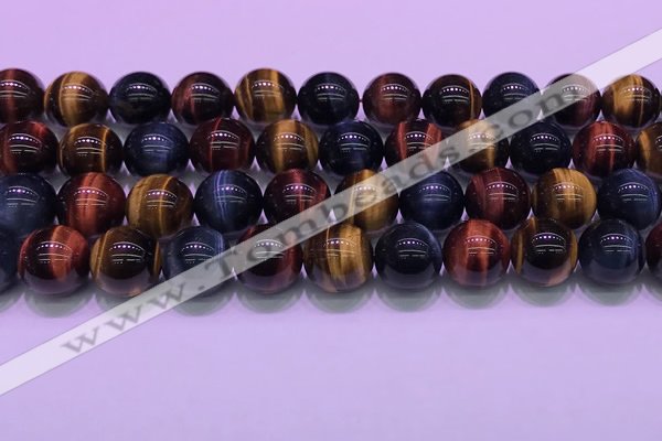 CTE2223 15.5 inches 14mm round colorful tiger eye gemstone beads