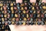 CTE2226 15.5 inches 6mm faceted round colorful tiger eye beads