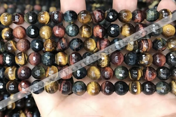 CTE2226 15.5 inches 6mm faceted round colorful tiger eye beads