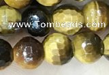 CTE2232 15.5 inches 6mm faceted round yellow tiger eye beads