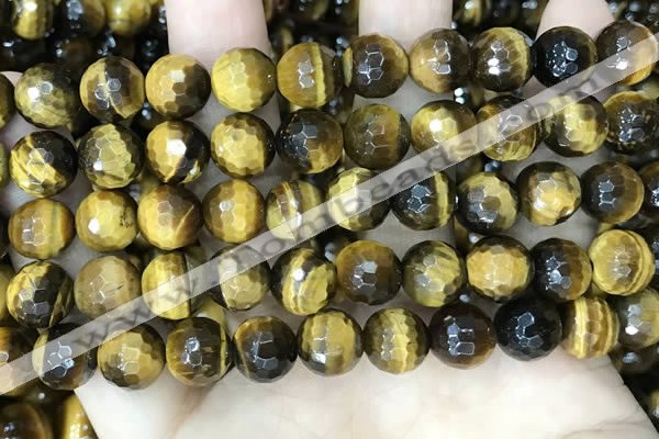 CTE2234 15.5 inches 10mm faceted round yellow tiger eye beads