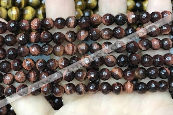 CTE2237 15.5 inches 6mm faceted round red tiger eye beads