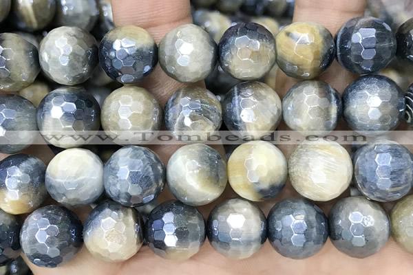 CTE2263 15 inches 12mm faceted round AB-color golden & blue tiger eye beads