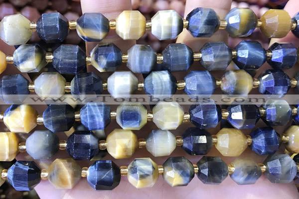 CTE2296 15 inches 9*10mm faceted golden & blue tiger eye beads