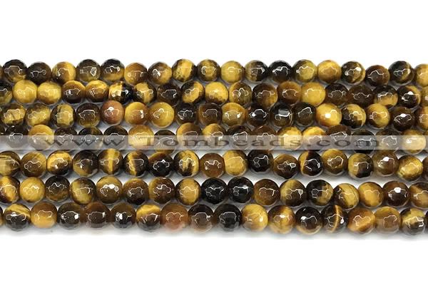 CTE2353 15 inches 6mm faceted round yellow tiger eye beads